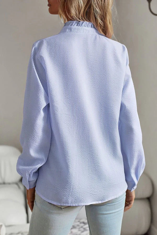 Blue Long Sleeve Print Shirt