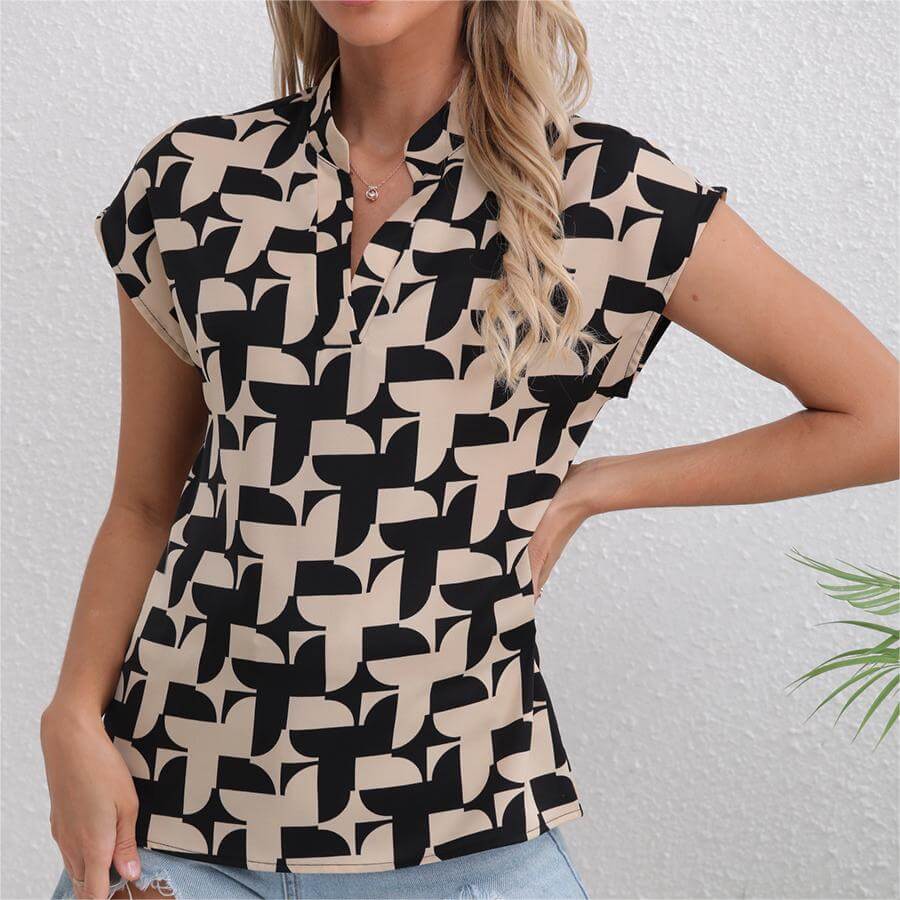 Drop Shoulder Casual V-Neck Shirt