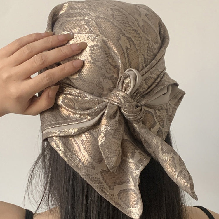 REINAREA Python-Print Small Square Scarf for Women Headwrap & Midi Skirt Decor Accessory【055】