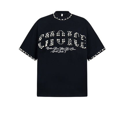 REINAREA Unisex Hiphop Print Short-Sleeve T-Shirt Heavyweight Couple’s Half-Sleeve Top