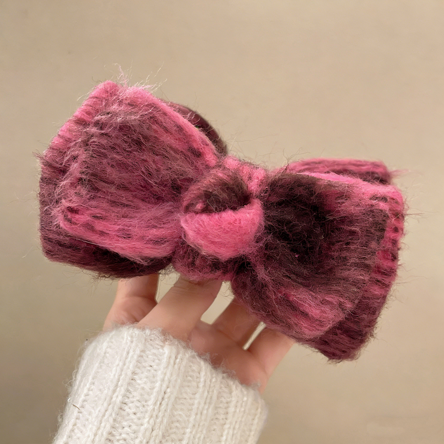 REINAREA Women’s Gradient Woolen Bow Bun Claw Clip Back-of-Head Hair Updo Tool & Hair Accessory【062】
