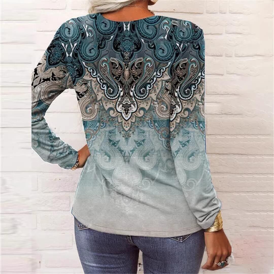 Fashion Ethnic Print Long Sleeve T-Shirt