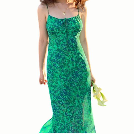 REINAREA New Spring Summer French Retro Women Floral Slip Dress