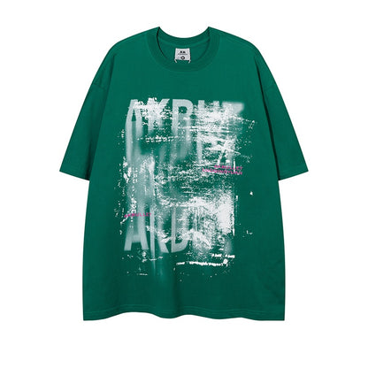 REINAREA Abstract Letter Graffiti Loose BF-Style T-Shirt Men’s Summer Casual Short-Sleeve Top