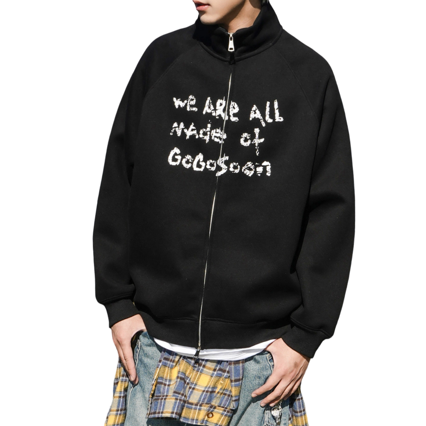 REINAREA New Spring Summer Couples' Stand Collar Zip-up Hoodless Sweatshirt Jacket