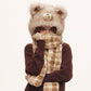 REINAREA  Women's Bear Ear Plush 3-Piece Set Winter Warm Hat Scarf Gloves Combo