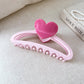 REINAREA Pink Heart Claw Clip for Women Strong Hold Jaw Clip for Back-of-Head Bun Styling【102】