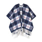 REINAREA Vintage Plaid Fringed Shawl Scarf (Brown & Gray-Blue)