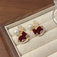REINAREA Red Pony Pearl Earrings for Women New Year Studs & Clip-Ons, Gorgeous Statement Jewelry【105】
