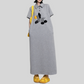 REINAREA New Spring & Summer Printed Lapel Dress Women Loose Straight Long Dress