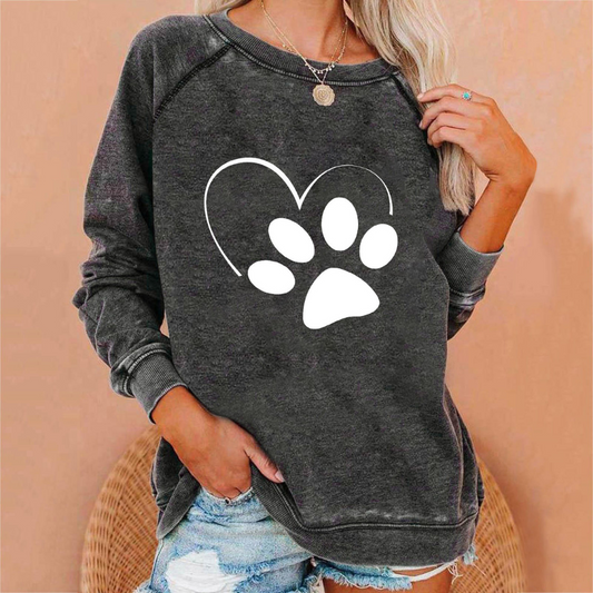 Valentine's Theme Couple Heart Paws Print Sweatshirt