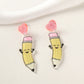 REINAREA Valentine's Day Heart Earrings Cute & Adorable Smiley Face Pencil Shaped Jewelry【106】