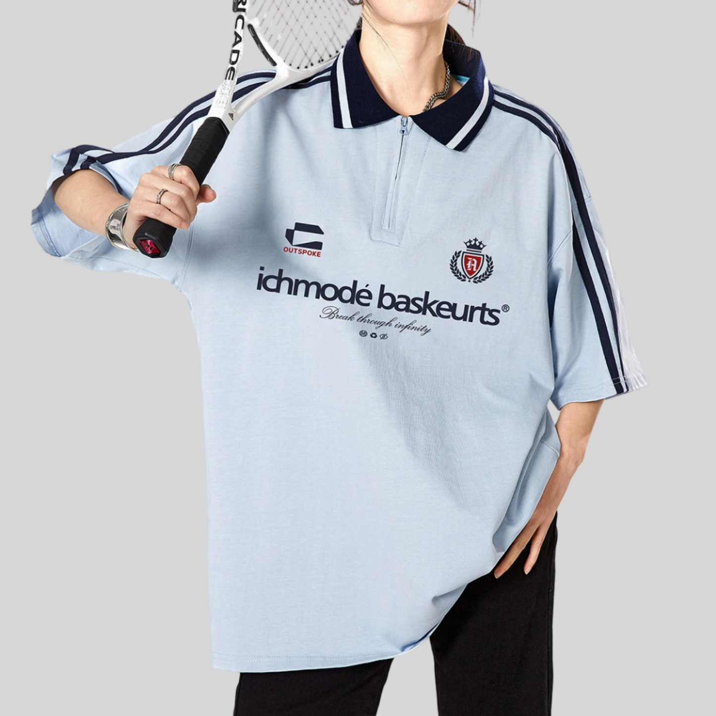 REINAREA New Spring & Summer Women's American Style Polo Shirt, Loose Sports Short Sleeve Top