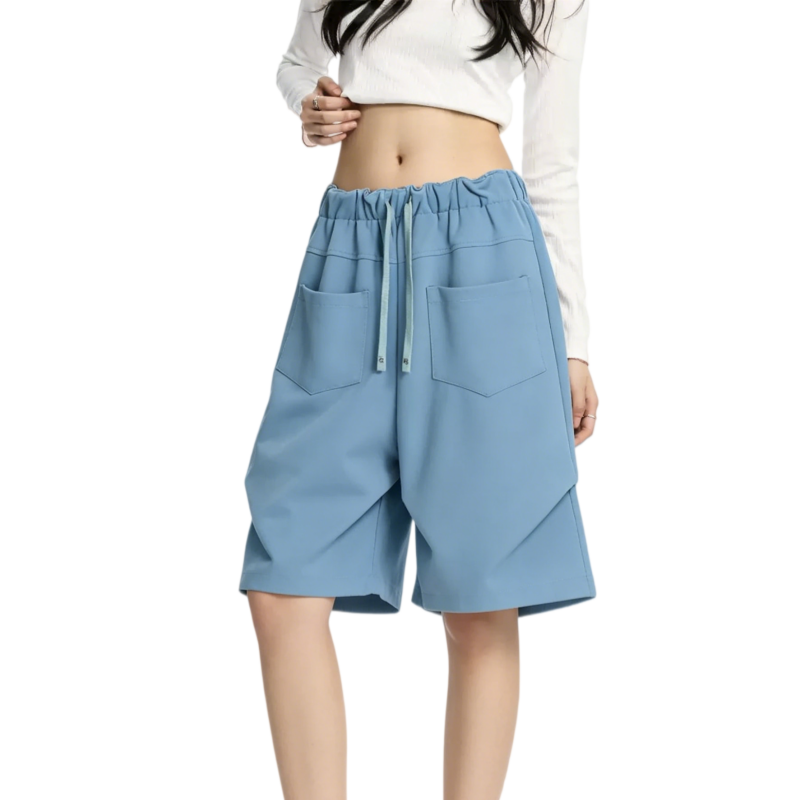 REINAREA | Oversized Baggy Sweat Shorts | Inside Out Irregular Pockets Knee Length Hip Hop Streetwear Shorts