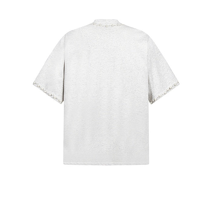 REINAREA Unisex Hiphop Rhinestone-Embellished Letter Print Short-Sleeve T-Shirt Heavyweight Couple’s Half-Sleeve Top