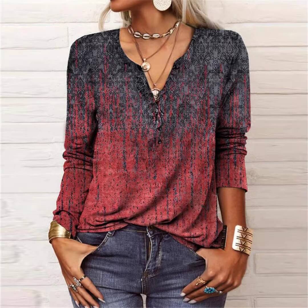 Fashion Ethnic Print Long Sleeve T-Shirt