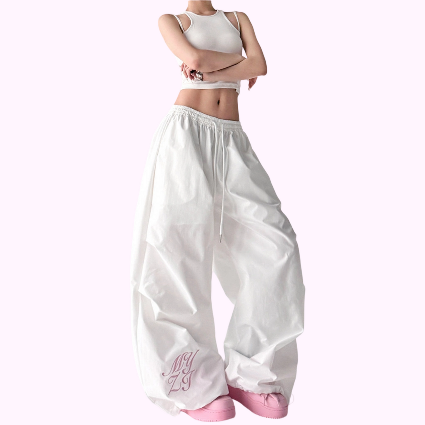 REINAREA New Spring Summer Pink Dance Wide Leg Pants Women Casual Parachute Pants