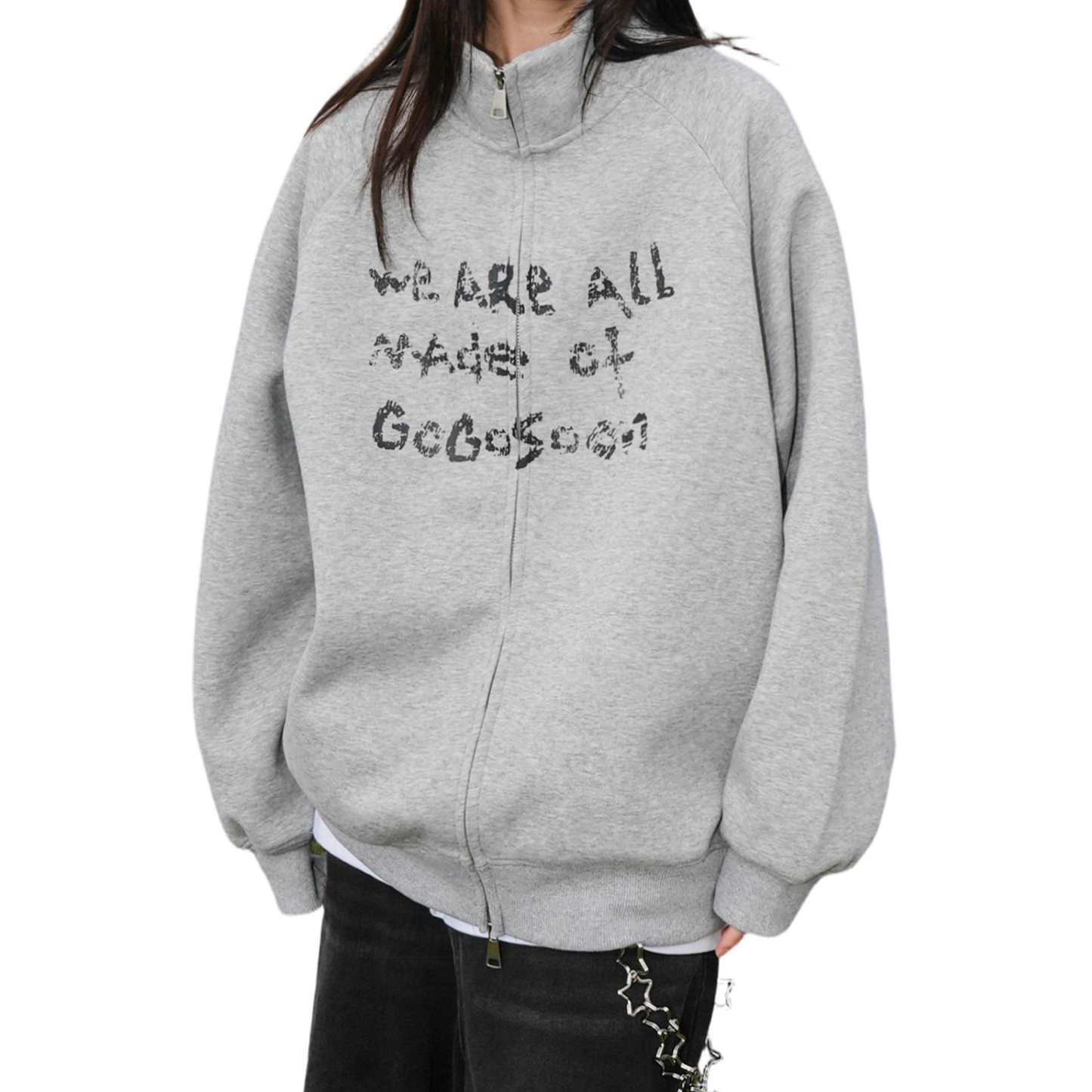 REINAREA New Spring Summer Couples' Stand Collar Zip-up Hoodless Sweatshirt Jacket
