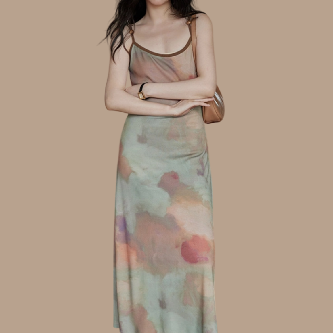 REINAREA Women's New Spring & Summer French Style Long Slip Dress