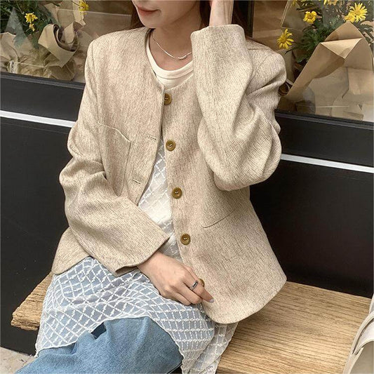 Early Spring Round Neck Small Perfume Short Jacket