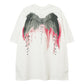 REINAREA Ink Wash Painting Angel Wings Print T-Shirt Unisex American Street Style Cotton Short-Sleeve Top