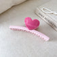 REINAREA Pink Heart Claw Clip for Women Strong Hold Jaw Clip for Back-of-Head Bun Styling【102】