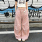 REINAREA New Spring Summer Women's Plaid Curved Pants Pleated Elastic Waist Trousers