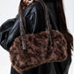 REINAREA Women’s Leopard Print Fuzzy Pillow Bag New Fashion Fluffy Shoulder Underarm Bag