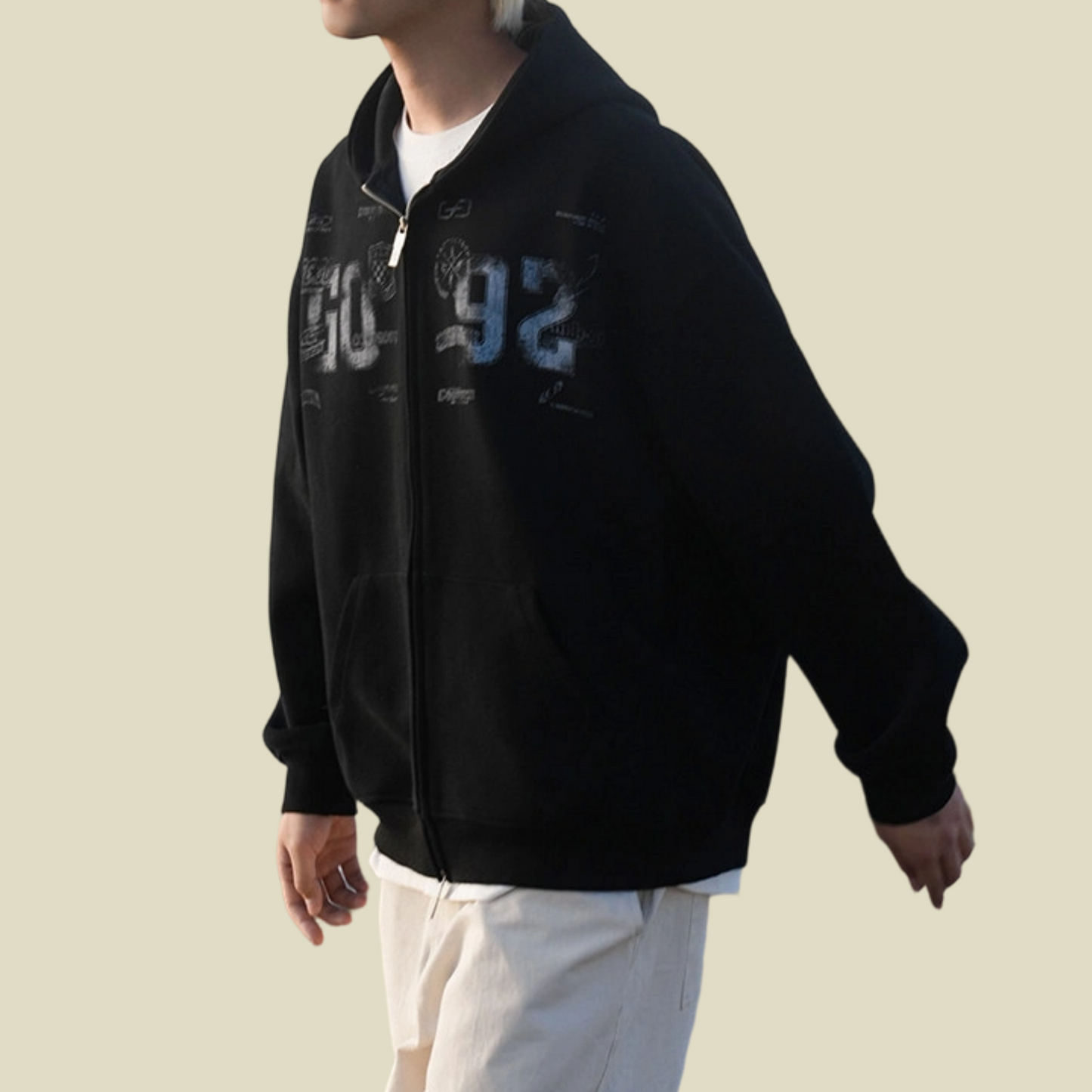 REINAREA New Spring Summer Couples' Double Zipper Printed Sweatshirt Jacket