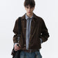 REINAREA Vintage Suede Collar Jacket Men's Short Casual Outerwear