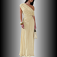 REINAREA New Spring & Summer  Women Asymmetrical Shoulder Ruched Long Dress