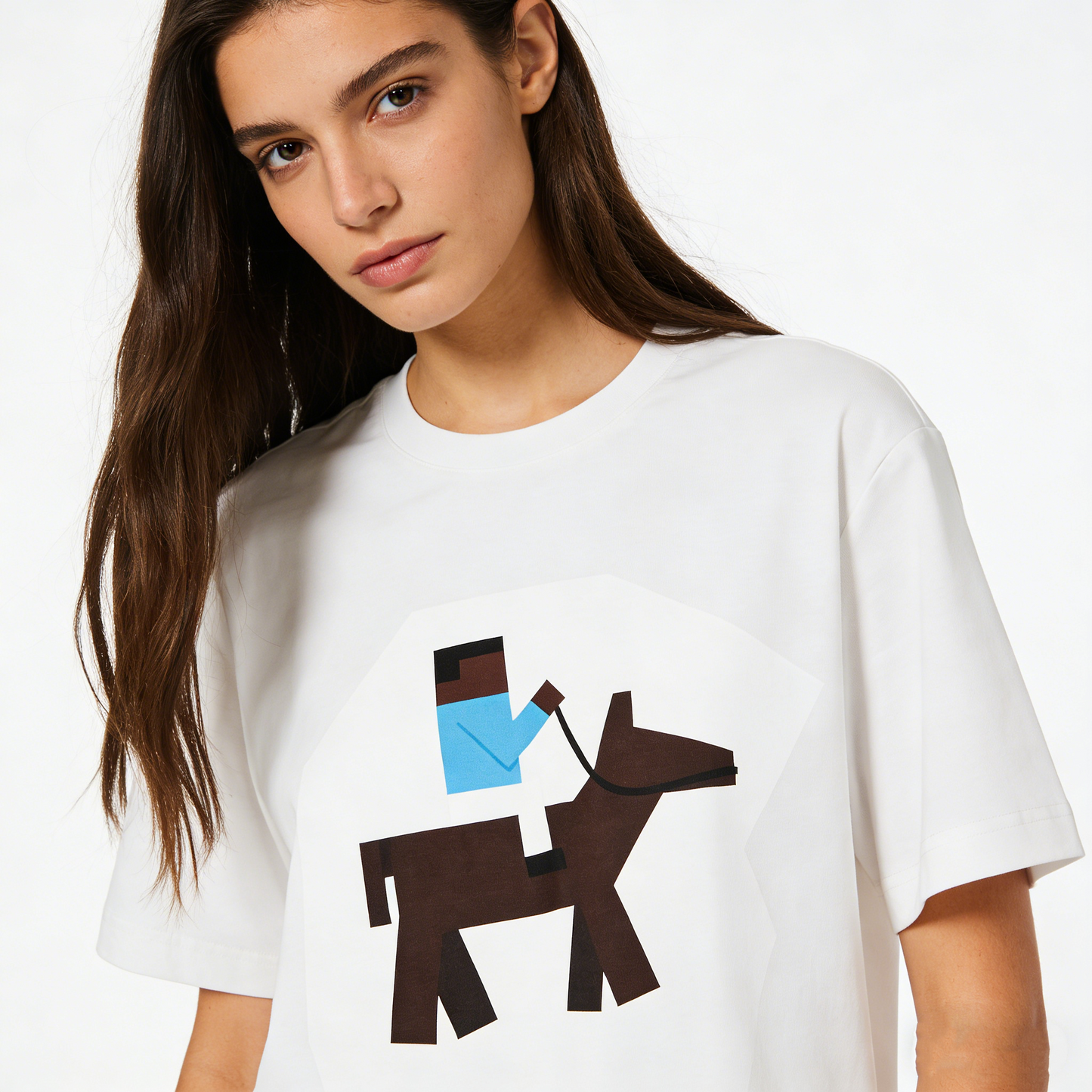 REINAREA Unisex Couples' Loose-Fit Cotton Printed Short-Sleeve T-Shirt