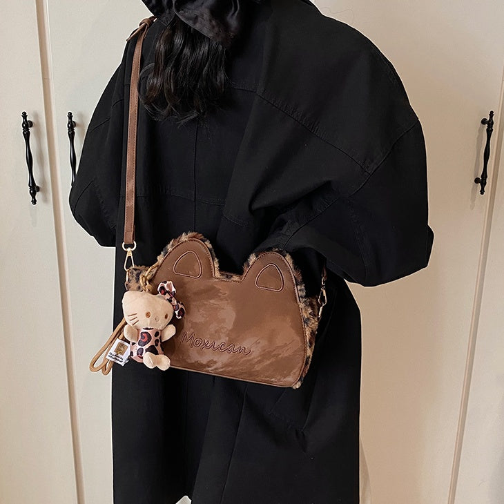 REINAREA Women’s Retro Matte Small Ear Bag Color-Block Versatile Crossbody & Shoulder Bag for Autumn and Winter【061】