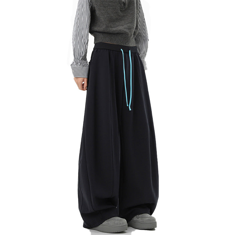 REINAREA Unisex American Heavyweight Drawstring Curved-Leg Sweatpants - Casual Wide-Leg Pants