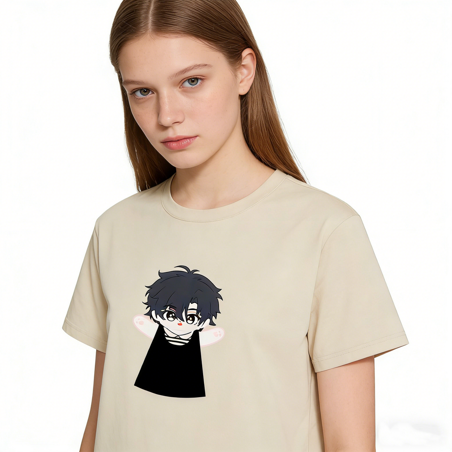 REINAREA Cute Doll Print Cotton Short-Sleeve T-Shirt Women’s Summer Casual Top