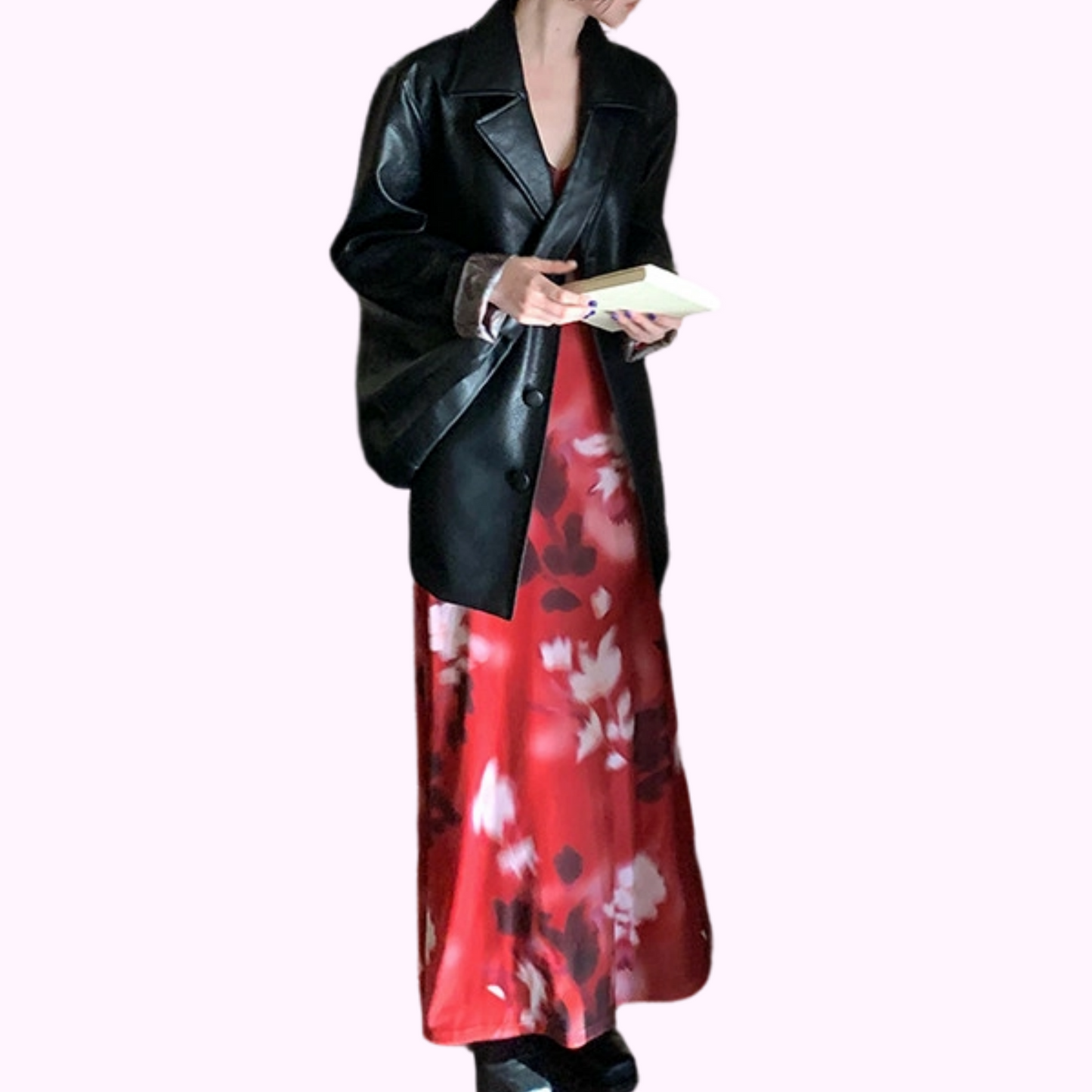 REINAREA New Spring Summer Women Retro Print V-Neck Long Dress