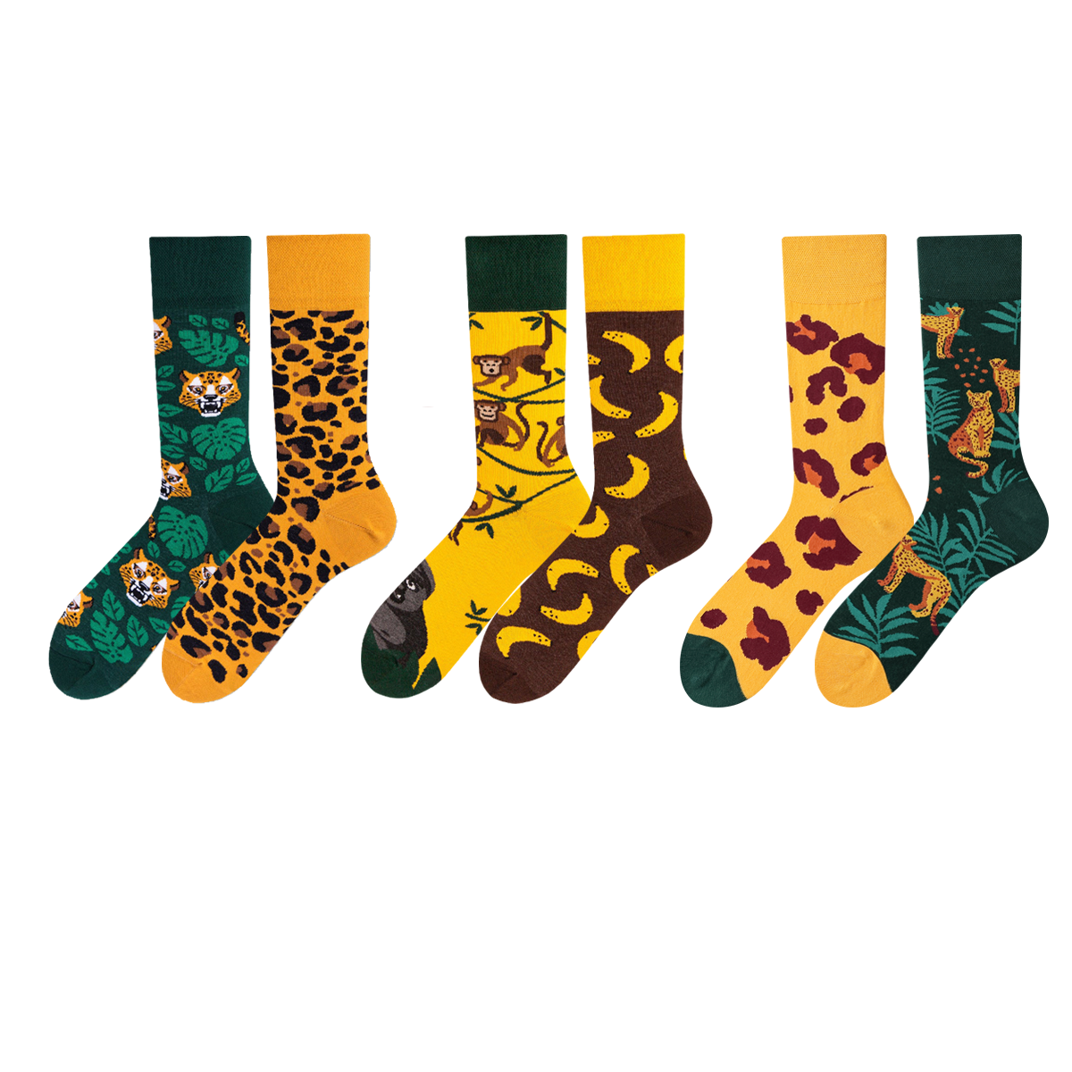 REINAREA Unisex AB Asymmetrical Mismatched Socks - Personalized Cartoon Design Mid-Calf Socks【065】