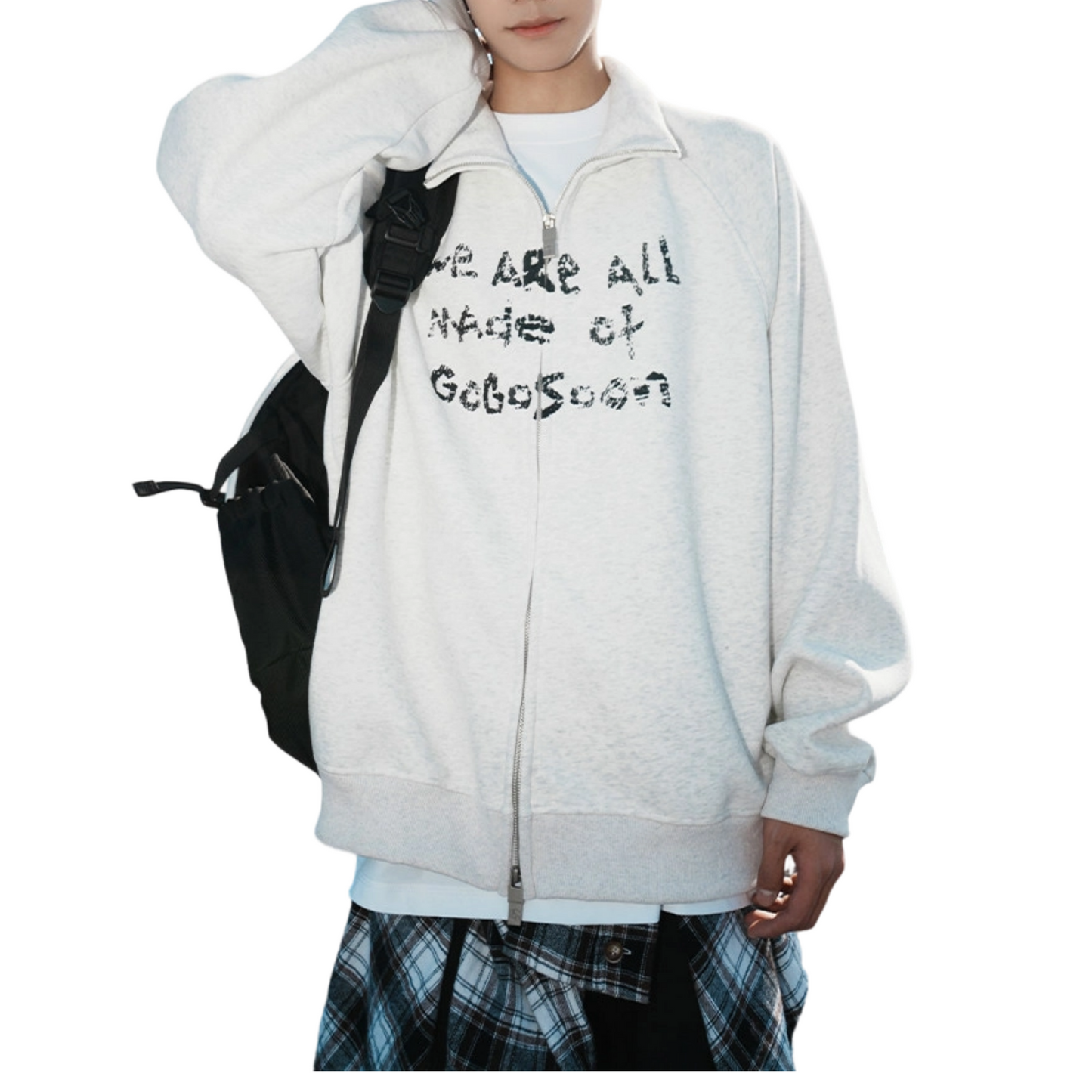 REINAREA New Spring Summer Couples' Stand Collar Zip-up Hoodless Sweatshirt Jacket