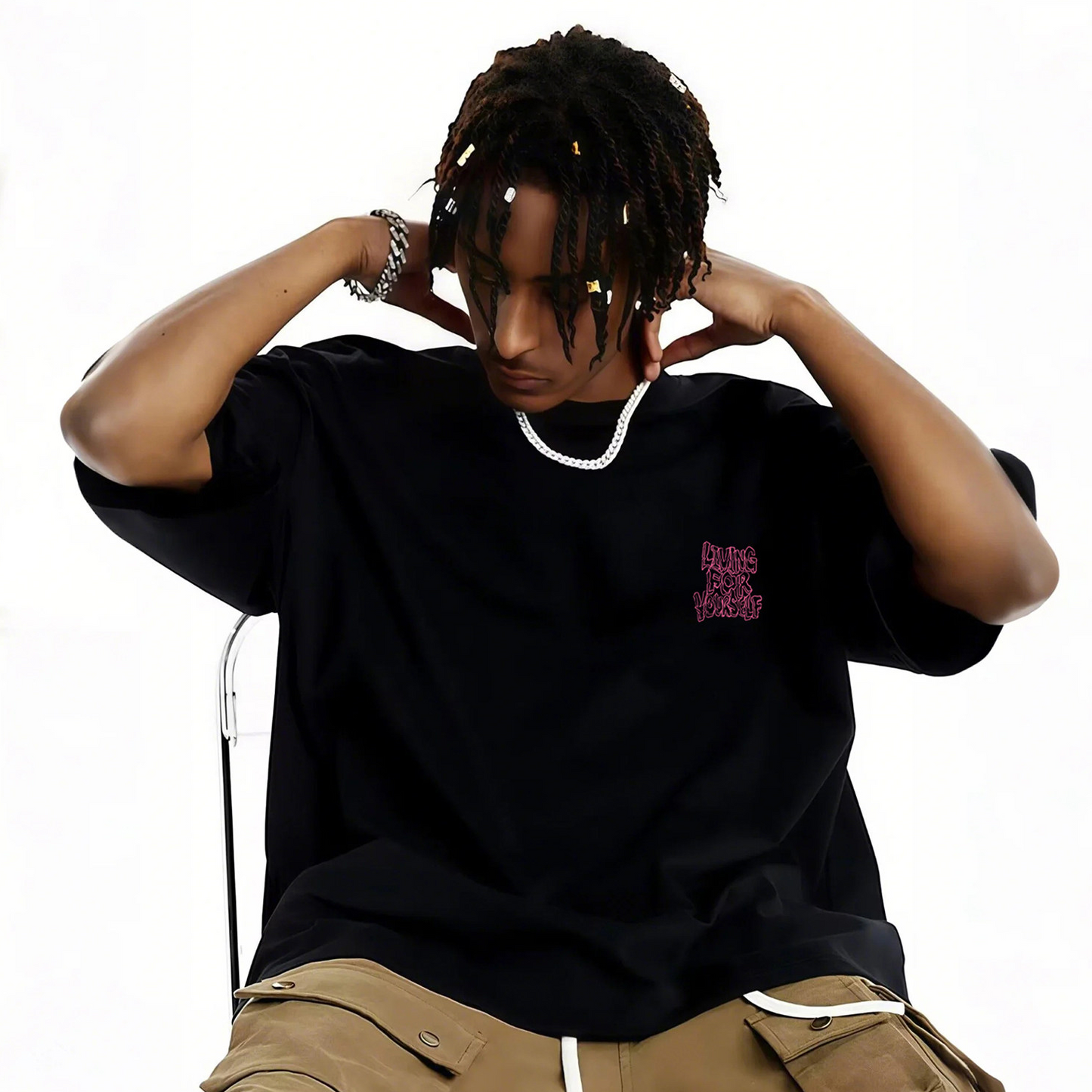 REINAREA Unisex Couples’ Vintage Heavyweight T-Shirt Loose Short-Sleeve Top