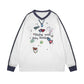 REINAREA New Spring Summer V-neck Printed T-Shirt Women American Style Long Sleeve Top