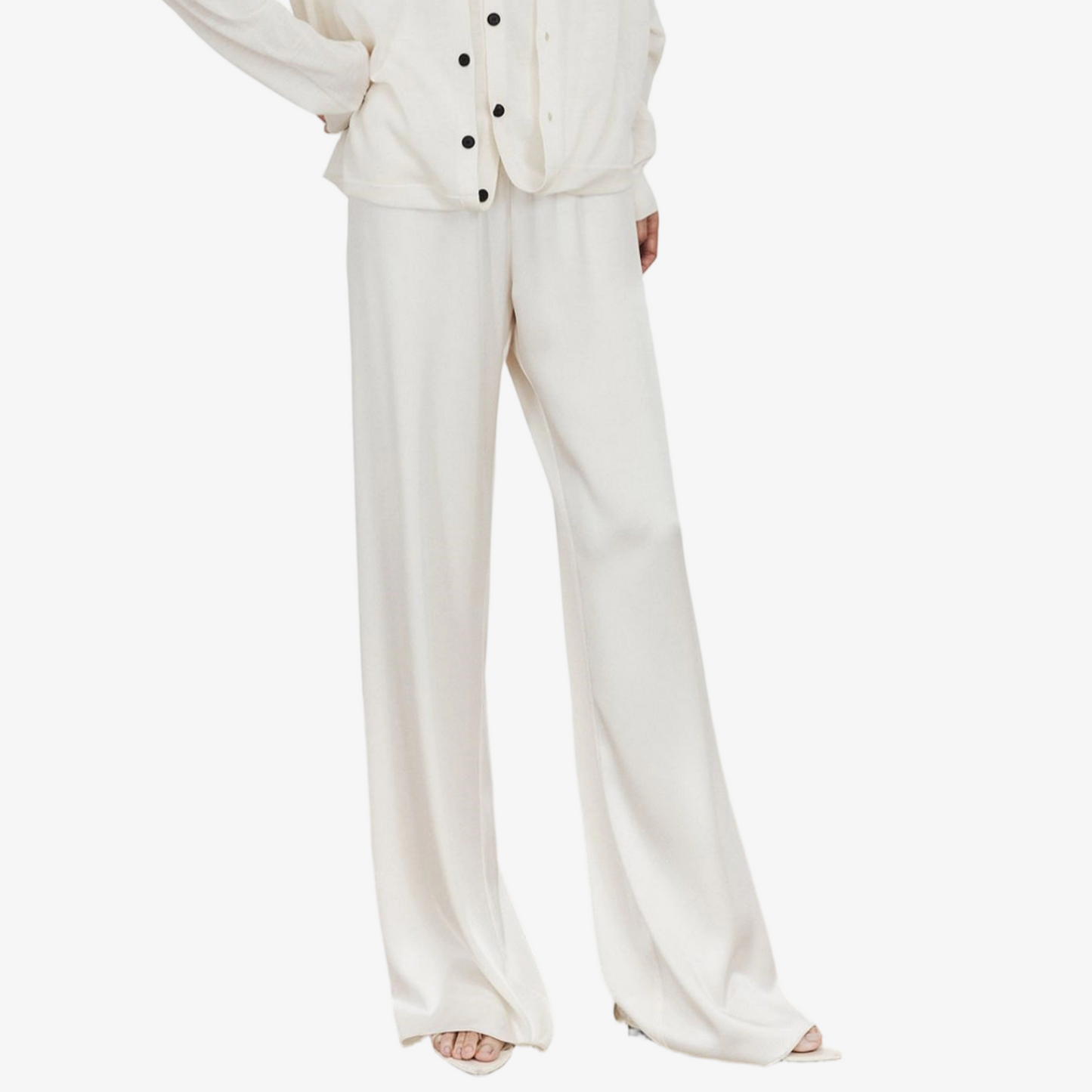 REINAREA New Spring & Summer Satin Wide Leg Pants Women Straight Ice Silk Floor Length Trousers