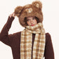 REINAREA  Women's Bear Ear Plush 3-Piece Set Winter Warm Hat Scarf Gloves Combo
