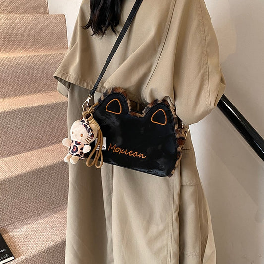 REINAREA Women’s Retro Matte Small Ear Bag Color-Block Versatile Crossbody & Shoulder Bag for Autumn and Winter【061】