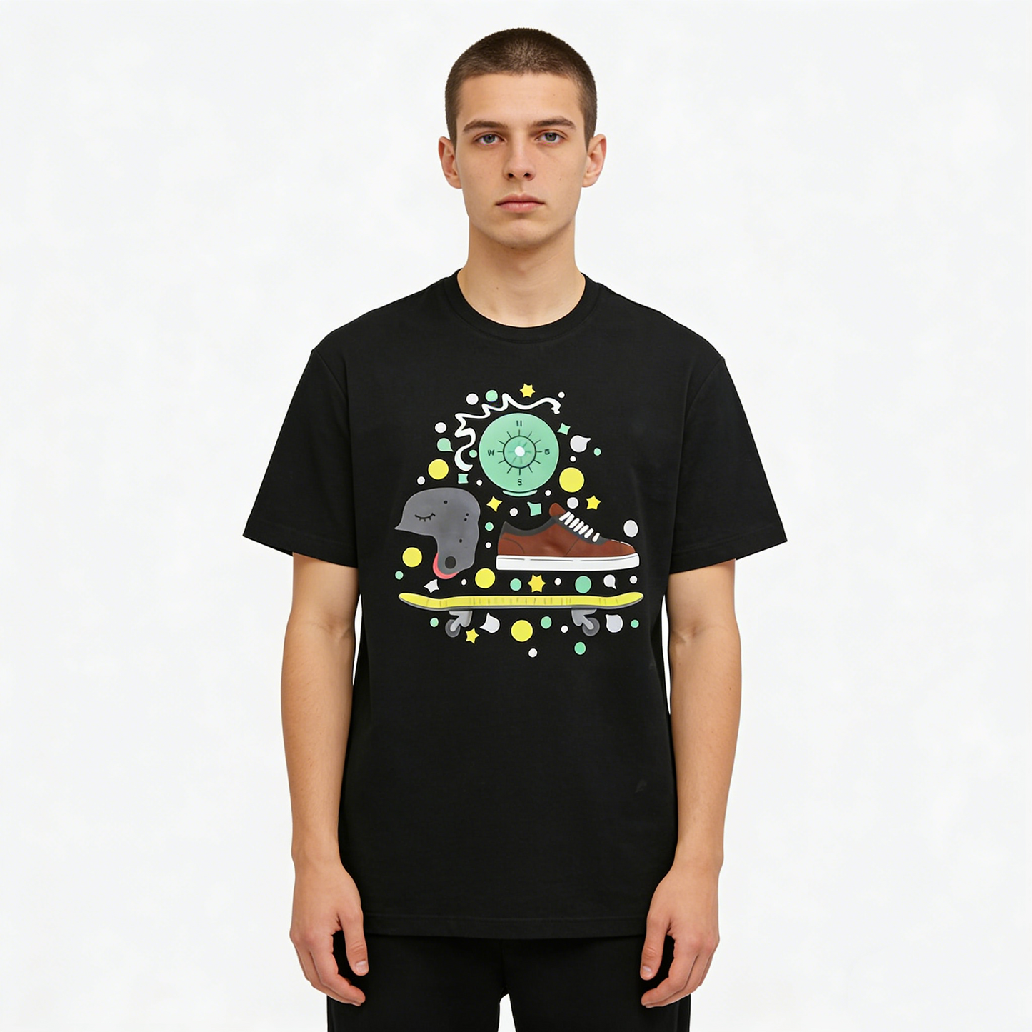 REINAREA Couples’ Fun Graffiti Print T-Shirt - Unisex Loose Cotton Summer Short-Sleeve Top