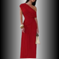 REINAREA New Spring & Summer  Women Asymmetrical Shoulder Ruched Long Dress