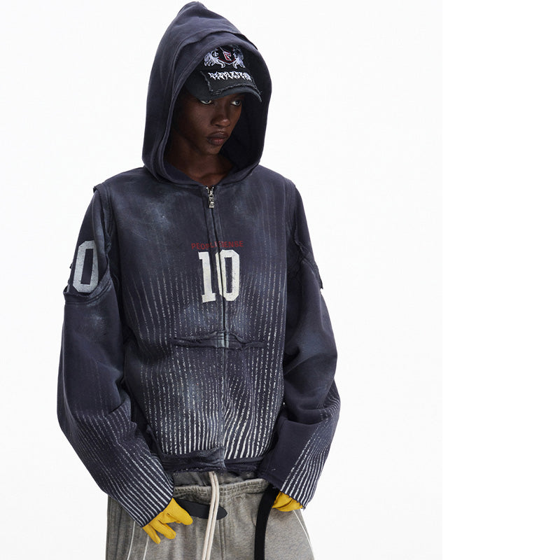 REINAREA Unisex Loose Zip-Up Hoodie Jacket Digital print hooded sweatshirt