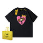 REINAREA Unisex Heart Print Short-Sleeve T-Shirt - Street Trendy Loose-Fit 100% Cotton Couple Top【074】