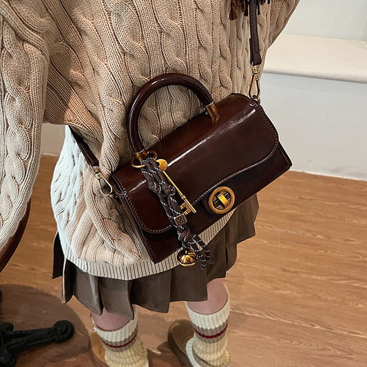 REINAREA Women's Vintage Leather Bag Stylish Crossbody Top Handle Square Bag