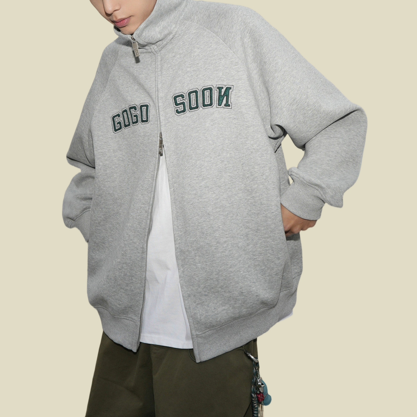 REINAREA  New Spring Summer Stand Collar Cardigan Men's 400g Sweatshirt Jacket