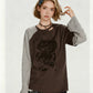 REINAREA American Retro Layered-Look Printed Long-Sleeve T-Shirt - Stylish Loose Top